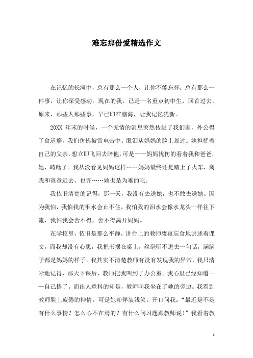 难忘那份爱精选作文