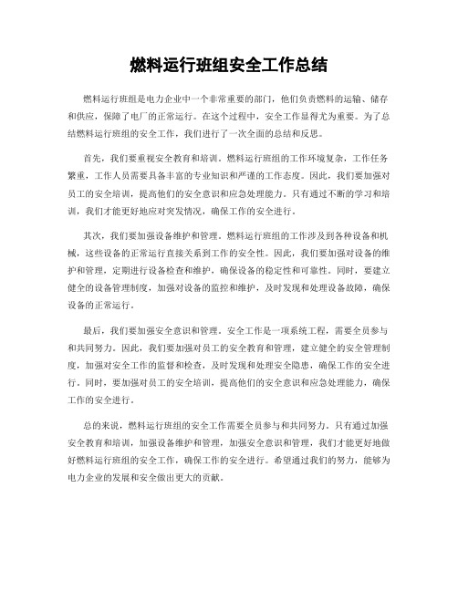 燃料运行班组安全工作总结