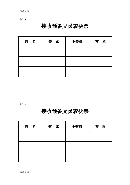 最新党员投票表决表-票数统计表(全)