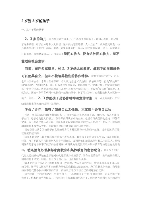 2岁到3岁的孩子