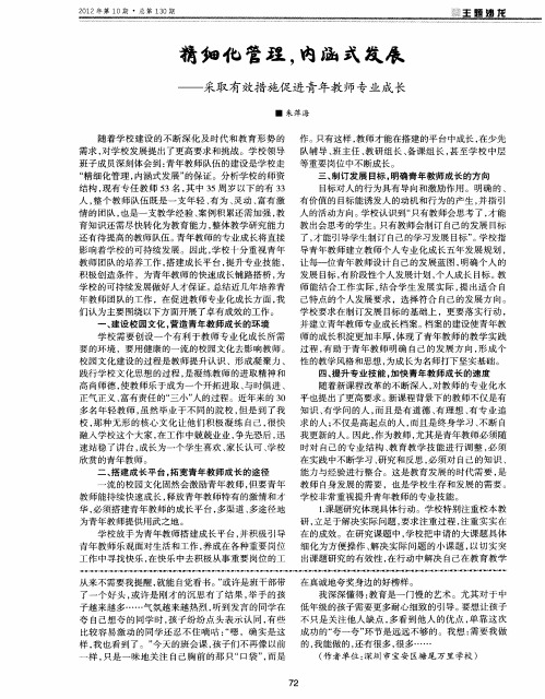 精细化管理,内涵式发展--采取有效措施促进青年教师专业成长