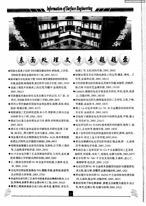 表面处理文章专题题录