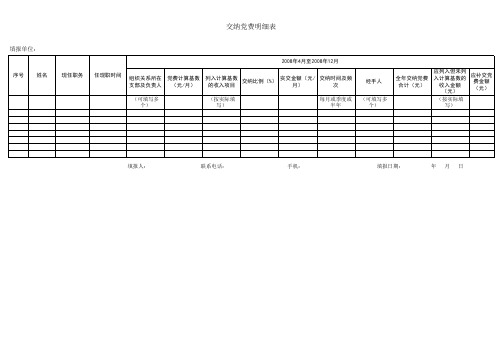 交纳党费明细表(发二级单位填写)