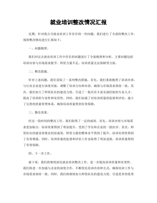 就业培训整改情况汇报