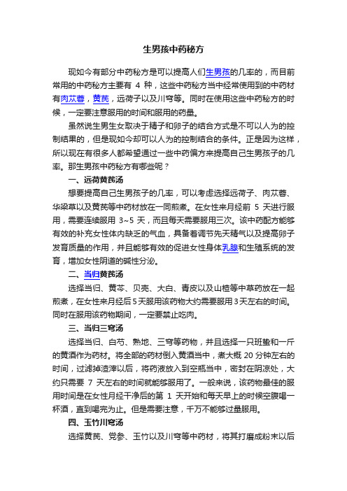 生男孩中药秘方