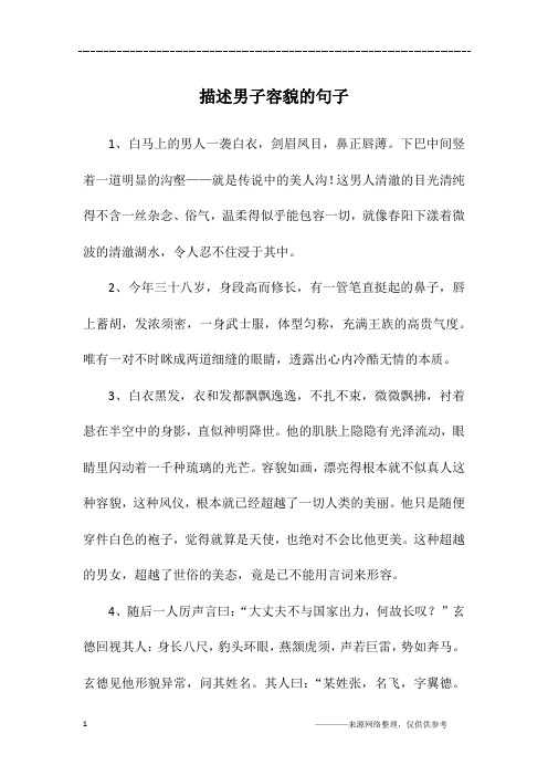 描述男子容貌的句子