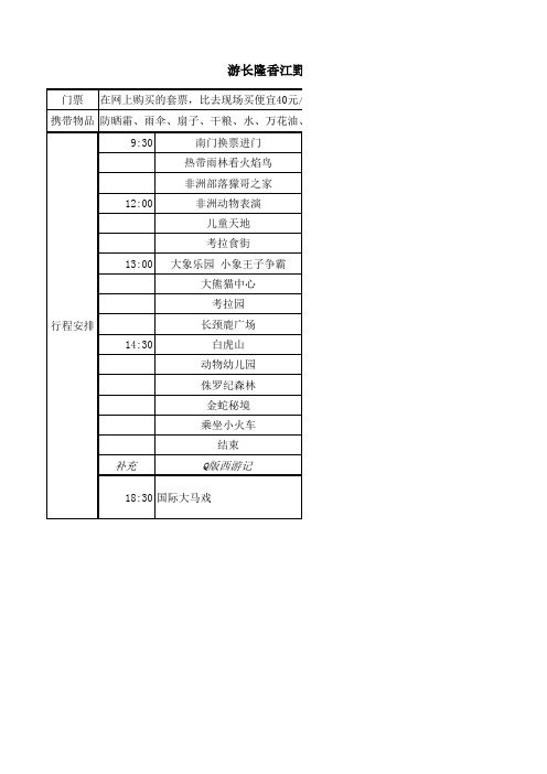 长隆野生动物园+大马戏行程表