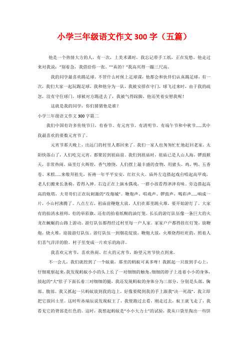小学三年级语文作文300字(五篇)