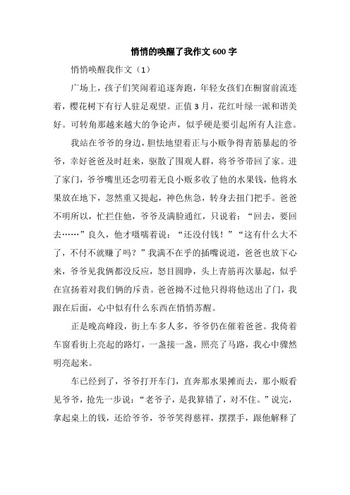 悄悄的唤醒了我作文600字