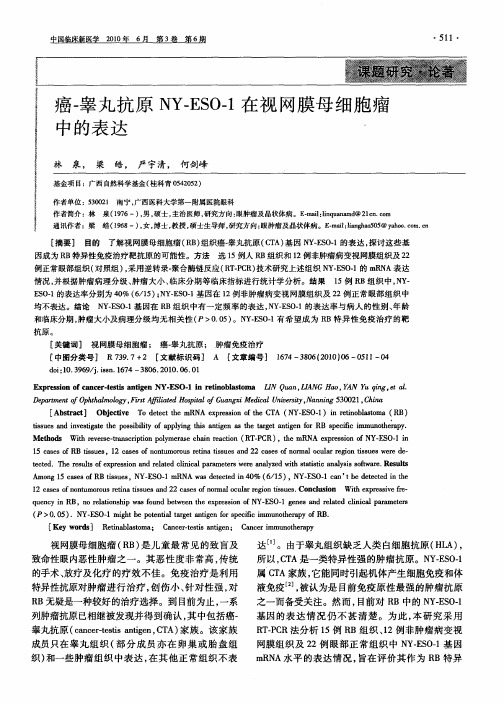 癌-睾丸抗原NY-ESO-1在视网膜母细胞瘤中的表达