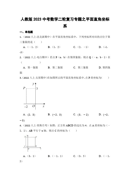 人教版2023中考数学二轮复习专题之平面直角坐标系(含答案解析)