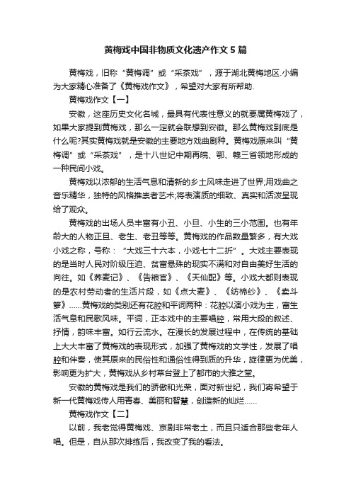 黄梅戏中国非物质文化遗产作文5篇