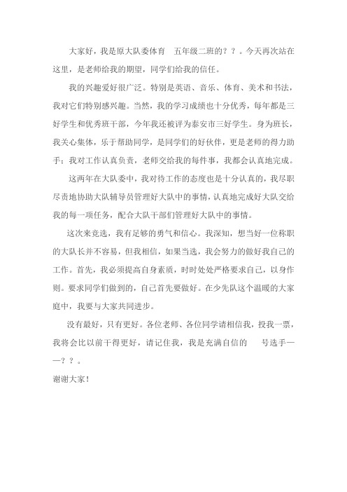 少先队大队委竞选