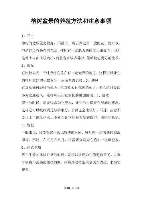 榕树盆景的养殖方法和注意事项 