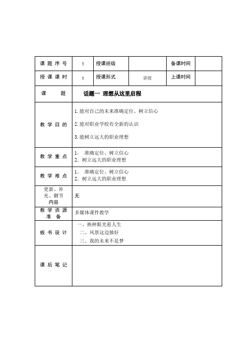 中职职业生涯规划教案.