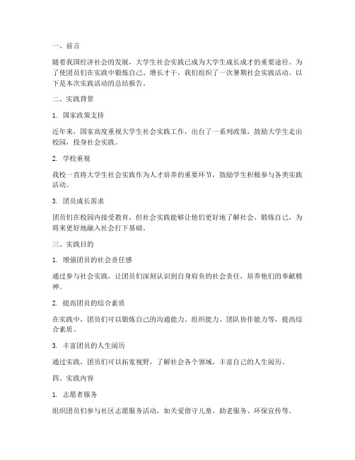 团员暑期社会实践情况