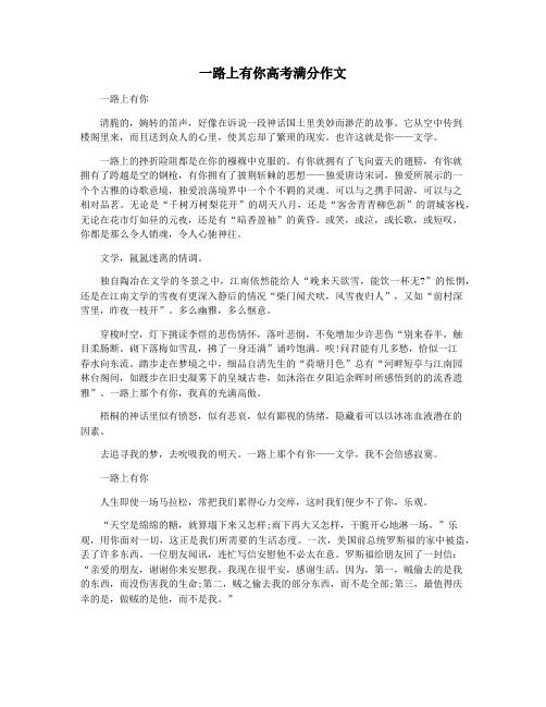 一路上有你高考满分作文