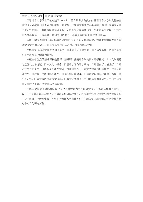 2021年上海师范大学研究生050205日语语言文学