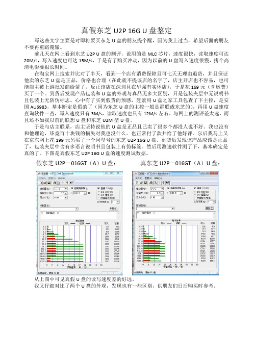 真假东芝U2P 16G U盘鉴定