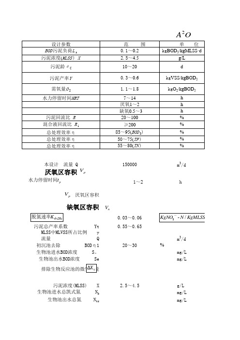 AAO法污水处理设计计算