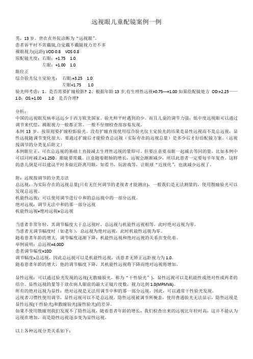 远视眼儿童配镜案例一例