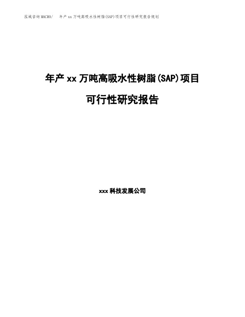 年产xx万吨高吸水性树脂(SAP)项目可行性研究报告规划