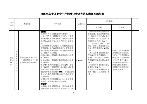 出租汽车企业安全生产标准化考评方法和考评实施细则