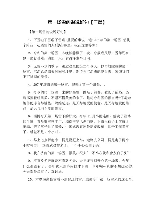 第一场雪的说说好句【三篇】