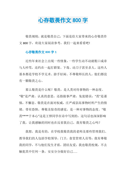心存敬畏作文800字