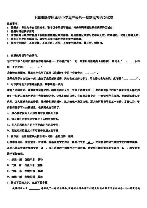 上海市静安区丰华中学高三最后一卷新高考语文试卷及答案解析