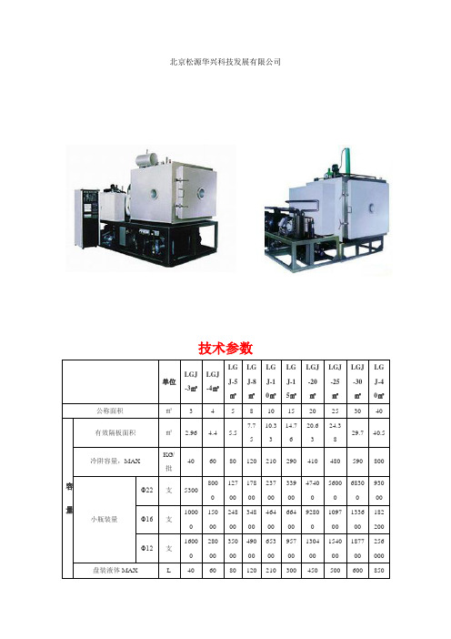 冻干机的型号主要参数.