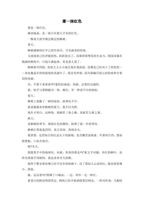 精彩作文大全-那一抹红色 精品