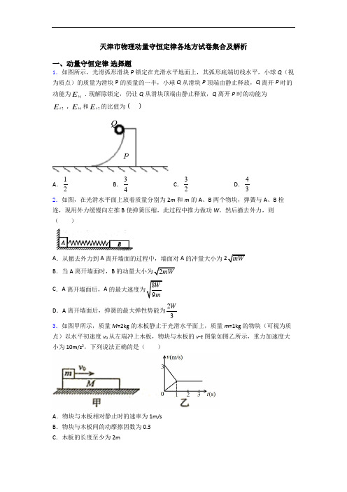 天津市物理动量守恒定律各地方试卷集合及解析
