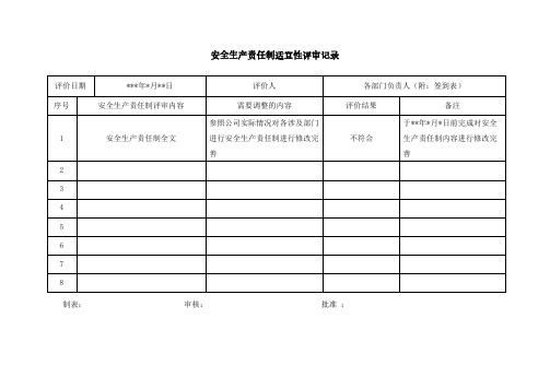 安全生产责任制适宜性评审记录资料通用