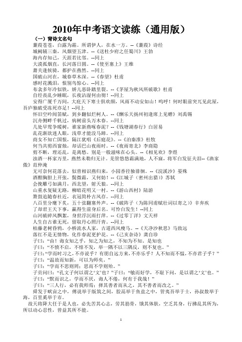 2010年中考语文复习一本通(收藏版)