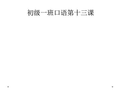 初级一班口语第十三课