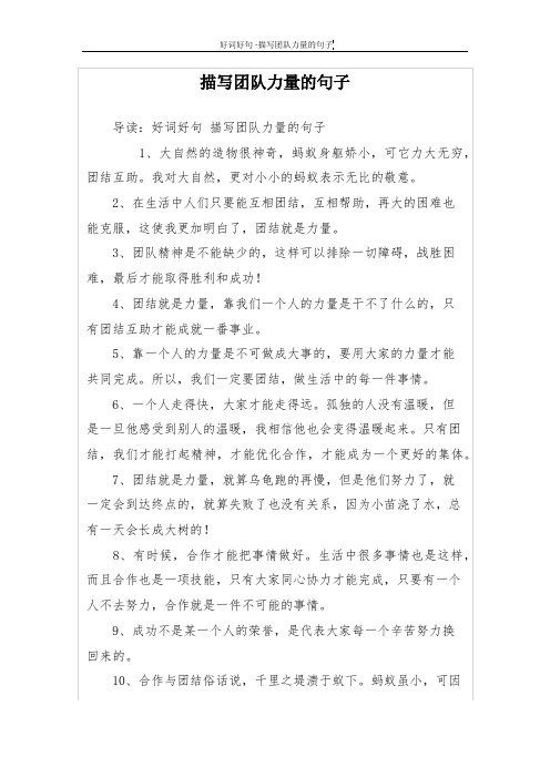 描写团队力量的句子