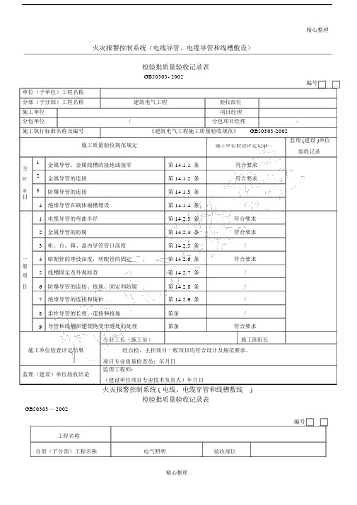 火灾自动报警系统全部检验批质量验收记录标准表格标准模板.doc