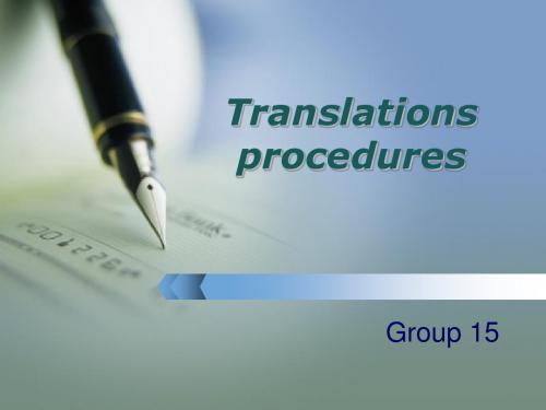 translation procedures