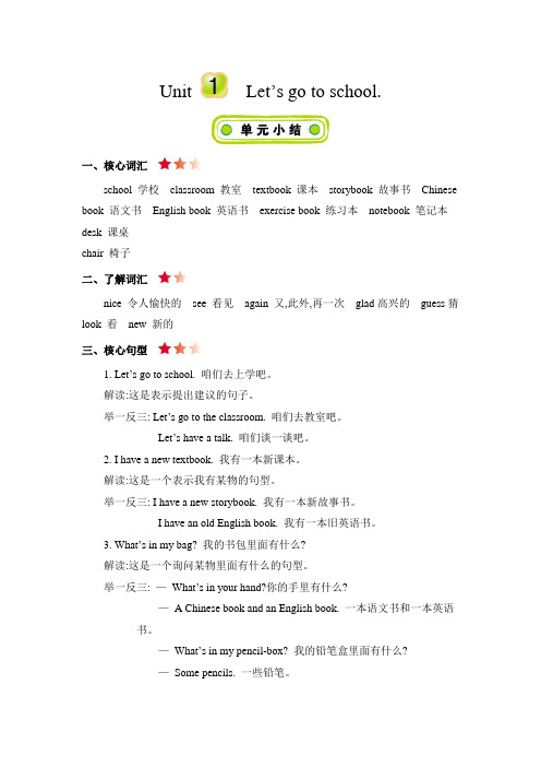 三级英语人教精通版下册Unit1_知识清单