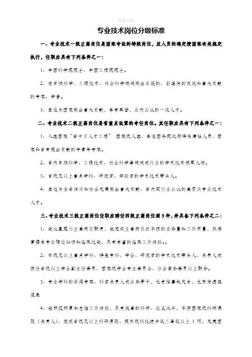 专业技术岗位分级标准