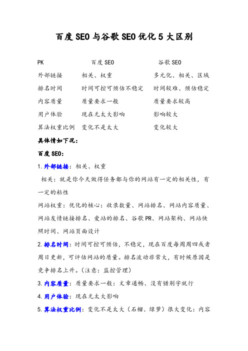 百度SEO与谷歌SEO优化5大区别