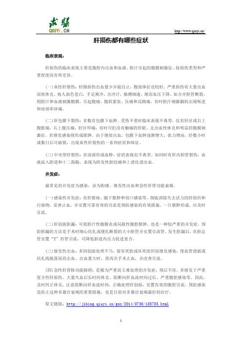 肝损伤都有哪些症状