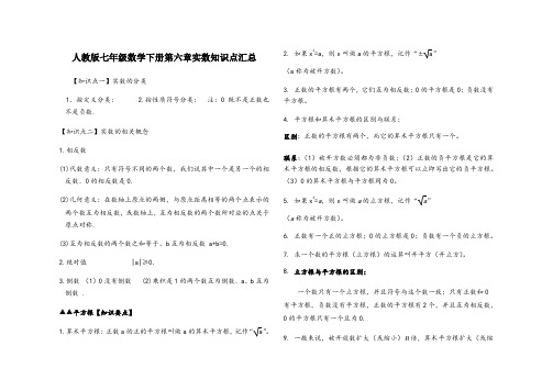 人教版七年级数学下册第六章实数知识点汇总