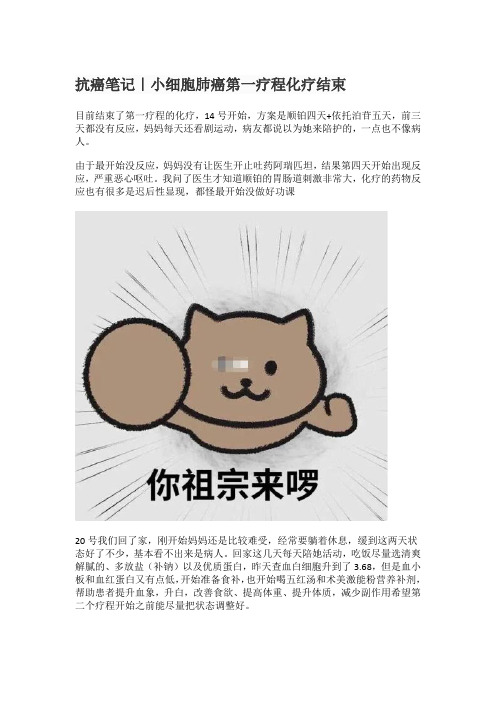 抗癌笔记｜小细胞肺癌第一疗程化疗结束