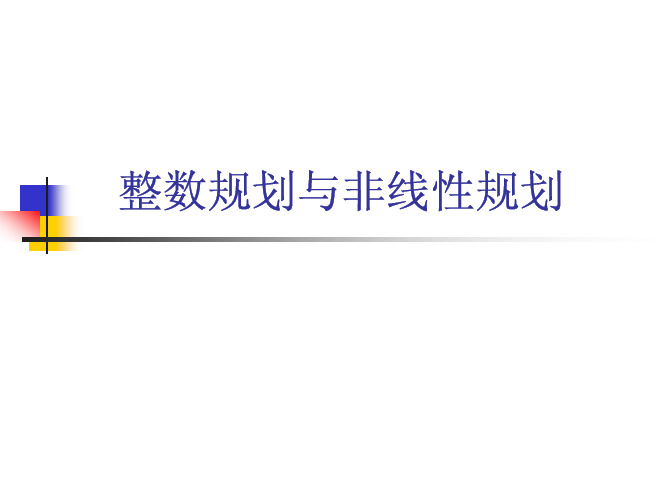 第二讲 整数规划与非线性规划