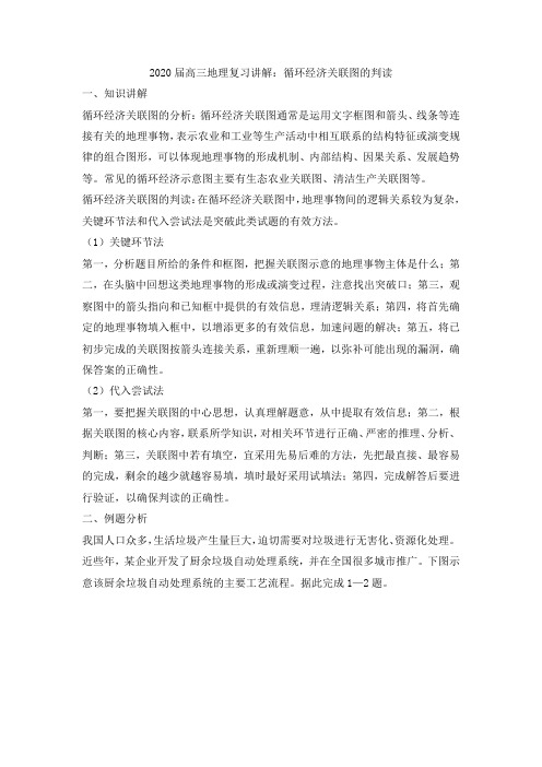 2020届高三地理复习讲解：循环经济关联图的判读