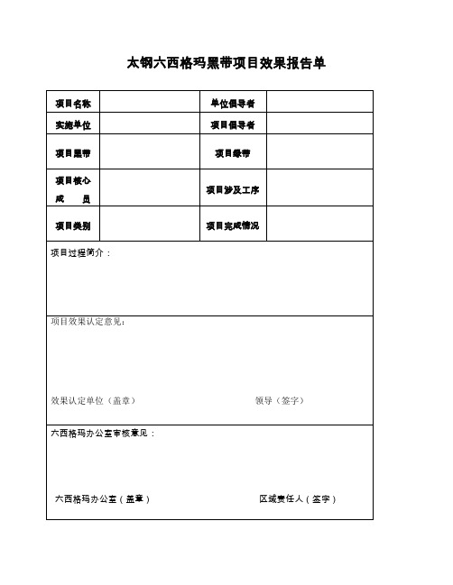 太钢六西格玛黑带项目效果报告单解读