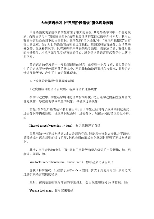 大学英语学习中“发展阶段错误”僵化现象剖析