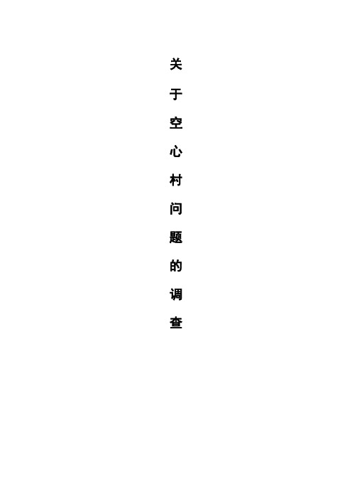 空心村形成原因及对策调查报告